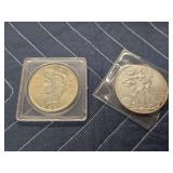 2009 American Eagle 1oz .999 Silver Dollar & 1922 Peace Silver Dollar