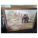 Framed Elephant Scene Print