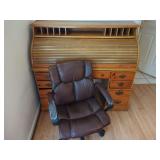 Roll Top Desk with Executive Office Chair