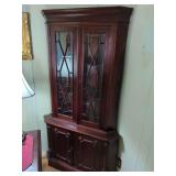 Mahogany Corner Display Cabinet with Glass Doors