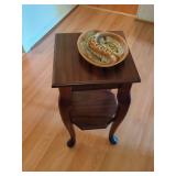 Mid-Century Ceramic Dish and Mahogany Stand