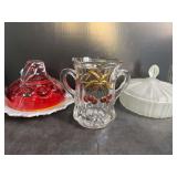 Mosser Glass spoon Glass and 2 Covered Dishes