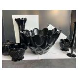 Indiana Glass Tulip Bowl and other Vintage Ebony Glass