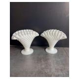 Vintage Fenton Hobnail Fan Vases
