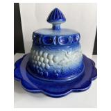Cobalt Blue Pottery Butter Dish