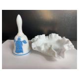 Fenton Glassware Dish and Angel Bell