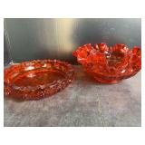 Fenton Amberina Fluted Bowl and Amberina Ashtray
