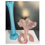 Vintage Frosted Lily Vase and Stem Vase