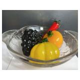 Glass Art Glass Fruit and Bowl