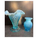 Fenton Blue Hobnail Vases