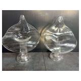 Hand blown clear vintage Jack in the Pulpit Candleholders