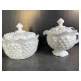 Fenton Milk glass Hobnail Cream and Sugar