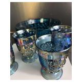 Windsor Blue Button and Cane Punchbowl and Glasses