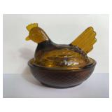 Amber Hen on Nest