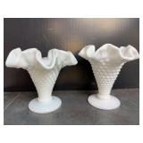 Milk glass Hobnail Vases