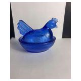 Vintage Mini Cobalt Blue Hen on Nest