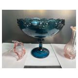 Indiana Glass Fruit Bowl and Pink Glass Decor