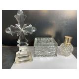 Cut Glassware Cross - Trinket Box and Perfume Bottle