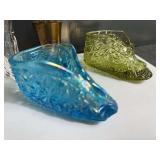 Fenton Daisy and Button Slipper and 2 Glass Boots