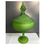 Indiana Glass Frosted Diamond Point Compote