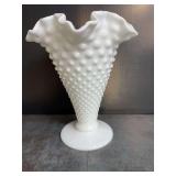 Hobnail Ruffed Milk glass Vase