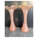 Vintage Pink Frosted Vases -2