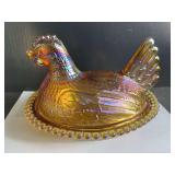 Indiana Glass Gold Hen on Nest
