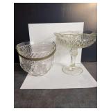 Indiana Glass Ice Bucket & Footed Compote Bowl.