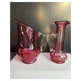 Pilgrim Glass Company Cranberry Pitchers