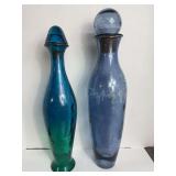 2 Glass Genie Bottles