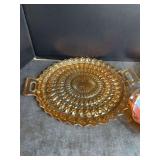 Vintage Marigold Carnival Glass Platter Set