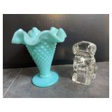 Little Fenton Hobnail vail and Vintage Dog Candy Container