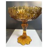 Fenton Amber Cabbage Rose Compote