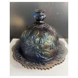 Imperial Carnival Glass Covered Butter Dish