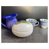 Art Glass Pitcher - Easter Egg -Spode Cups