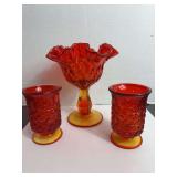 Fenton Vase and 2 Daisy and Button Cups