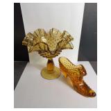 Fenton Candy Dish & Catslipper