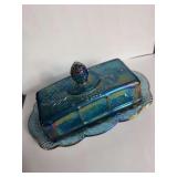 Indiana Glass Harvest Grape Carnival Glass Butter Dish