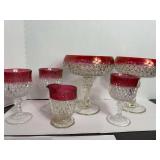 Red Rim Diamond Point Glassware