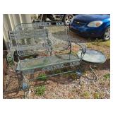 Metal Garden Bench and Side Table Set