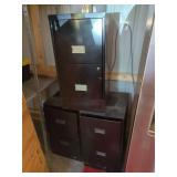 Three Black Metal Filing Cabinets