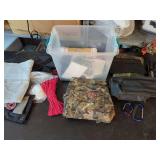 Camping and Outdoor Gear Assortment with Electric Air Pump and Rope
