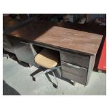 Metal Office Desk with Laminate Top and Rolling Chair