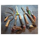 Hand Tools Including Hedge Shears, Sickles, and Wood Planes