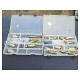 Fishing Lures in Two Plastic Tackle Boxes