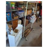 Three-Tier Rolling Utility Cart and Adjustable Chrome Garment Rack