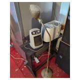 Small Side Table with Floor Lamp, Portable Heater, and Humidifier