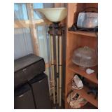 Floor Lamp with Lion Head Accents and Glass Shade