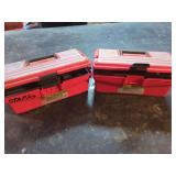 Two Keter 13-Inch All Purpose Tool Boxes with Staple Guns and Fasteners