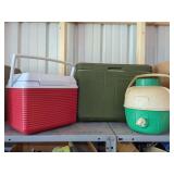 Two Portable Coolers and Beverage Dispenser
